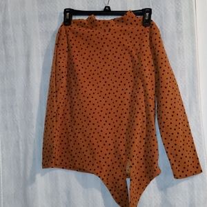 Brown black dot fleece sweater